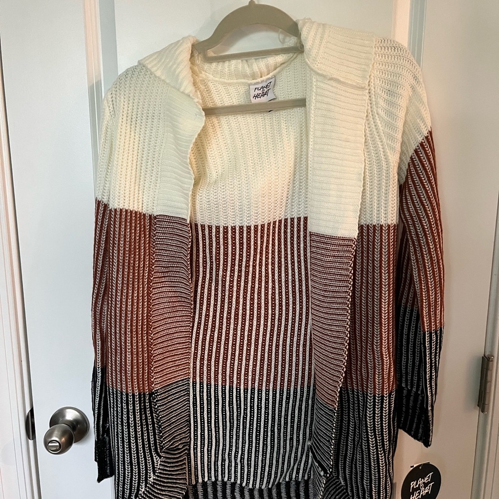 Colorblock Knit Cardigan Sweater